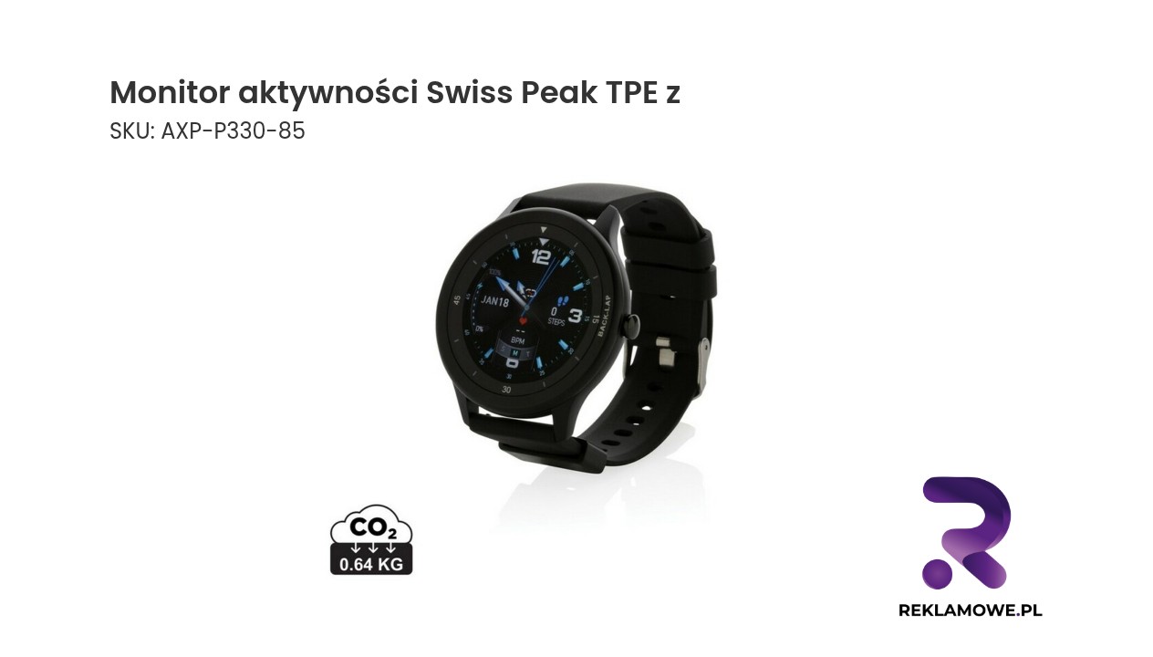 Monitor aktywności Swiss Peak, TPE z recyklingu Monitor aktywności Swiss Peak TPE z – nowoczesna opaska fitness do monitorowania aktywności